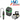 Air compressor set with digital gauge, green and black unit, and white pump on a white background.