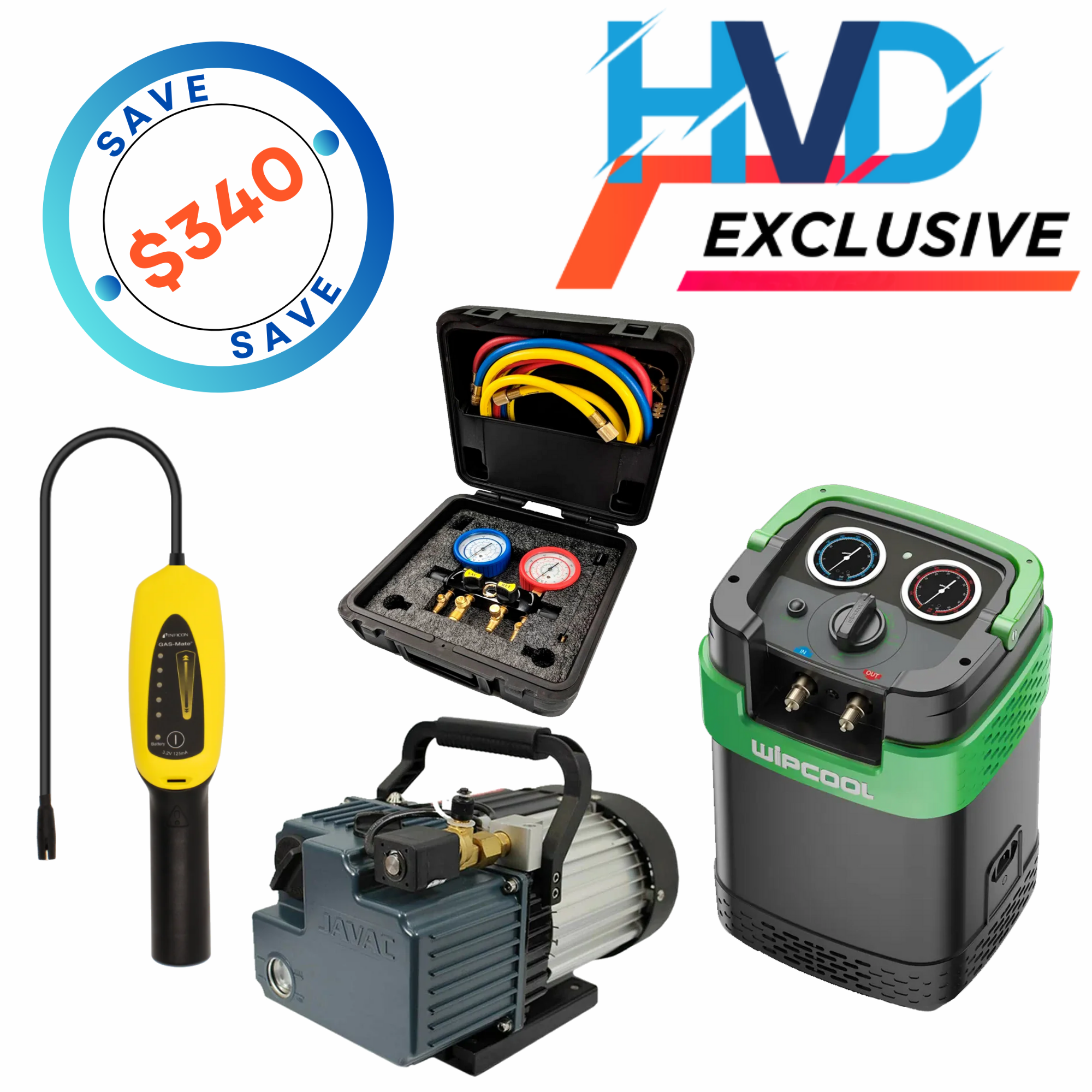 HVACDIRECT Refrigeration Recovery Kit (Pump, Manifold Set, Recovery Un ...