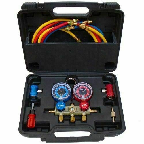 REFRIG MANIFOLD KIT for 1234yf—with 3-Piece M12 Hose Set & Couplers